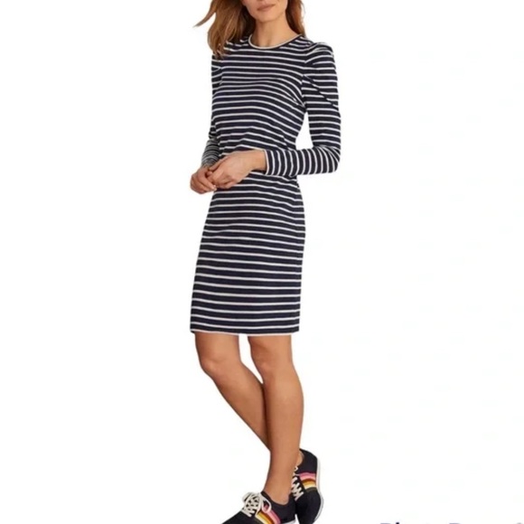 Boden Imogen Breton Stripe Long Sleeve Cotton Dress Sz 6 Navy White Preppy NWOT - Picture 4 of 15